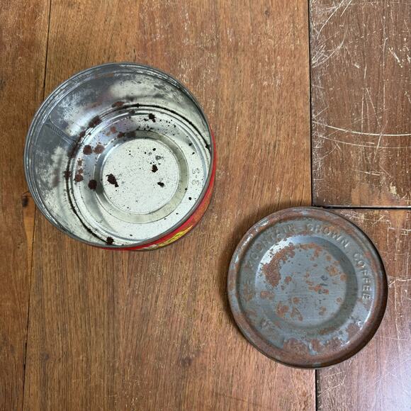 Vintage 1959 Folger's 4 Cents off Coffee Can Tin Metal Short Advertising Decor - Picture 7 of 10